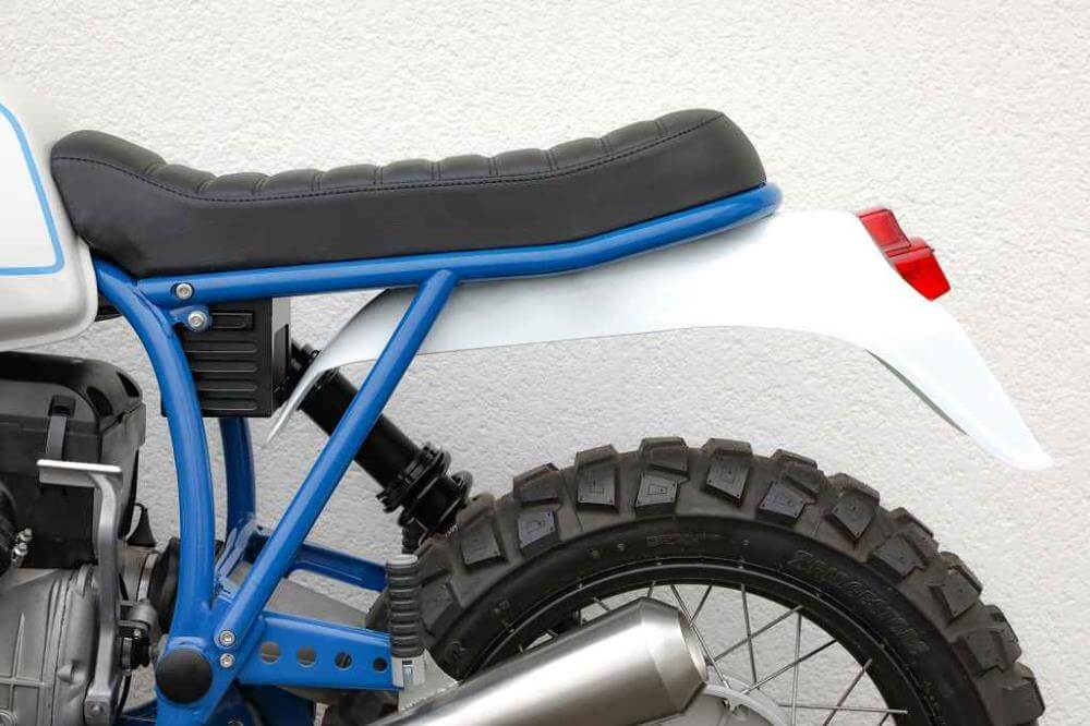 motorrad ohne schutzblech tüv BMW R80R/GS R100R/GS Paralever 2-Pers. Enduro Heckumbau Kit Classic mit Level Advanced Copper Sound 6 Strategy Handlebar:Flat alluminio