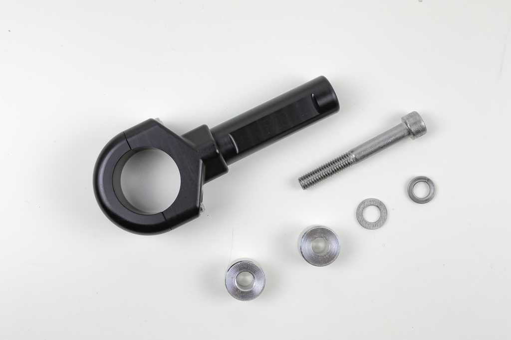 CNC gefräste Zusatzscheinwerfer Halterung BMW mit Montageschrauben und Unterlegscheiben.