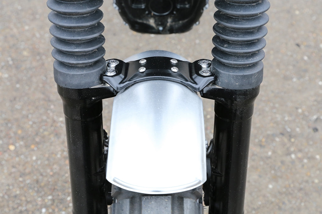 BMW R nineT Aluminium Frontfender, Montage unter Gabelstabilisator, Länge 380mm, Breite 114mm