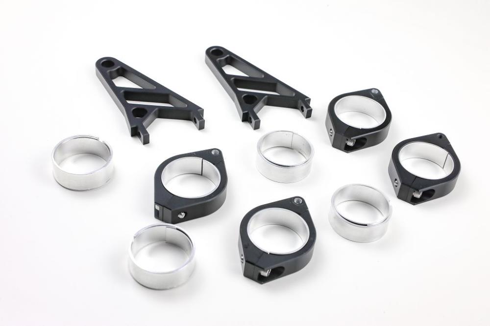 CNC Alu Lampenhalter Set für 38-41 mm Durchmesser, lange Ausführung schwarz