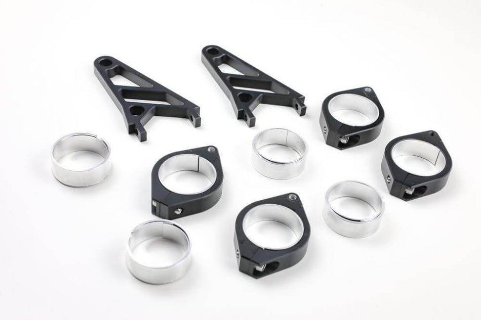 CNC Alu Lampenhalter Set für 38-41 mm Durchmesser, lange Ausführung schwarz