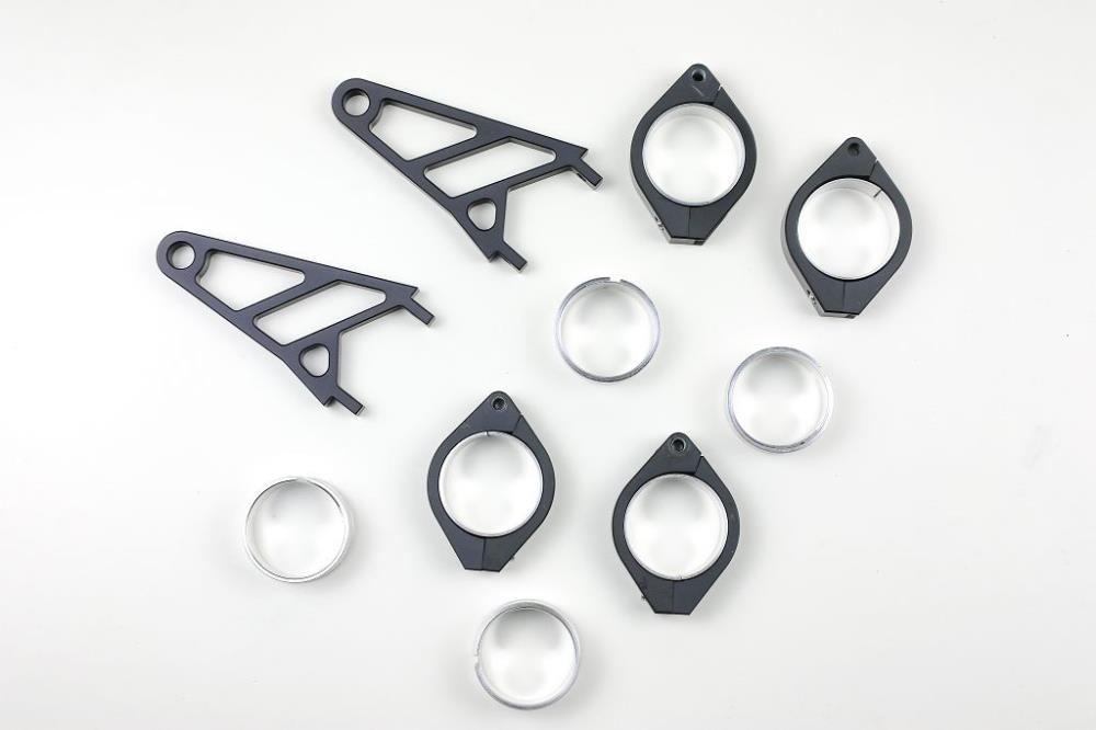 CNC Alu Lampenhalter Set für 38-41 mm Durchmesser, lange Ausführung schwarz