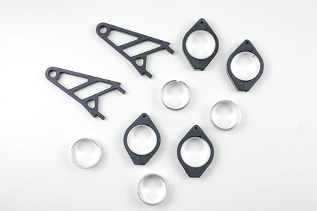 CNC Alu Lampenhalter Set für 38-41 mm Durchmesser, lange Ausführung schwarz