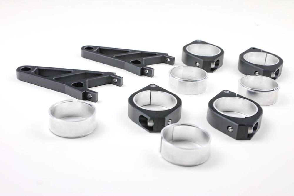 CNC Alu Lampenhalter Set für 38-41 mm Durchmesser, lange Ausführung schwarz